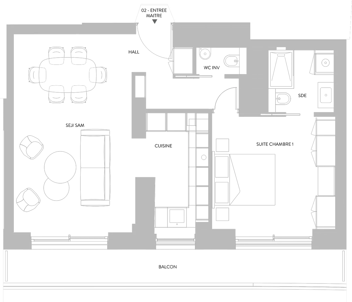 DEUX PIECES Exemple de plan d'étage