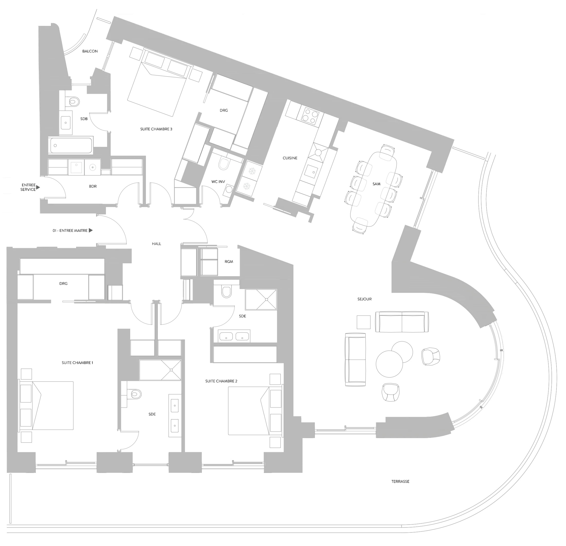 QUATRE PIECES Exemple de plan d'étage