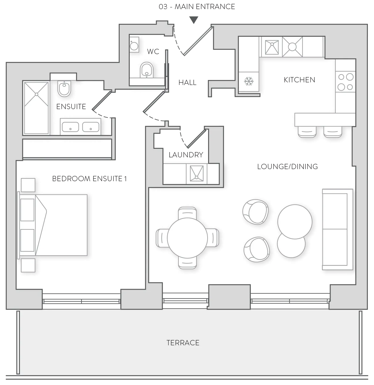 One Bedroom example floorplan