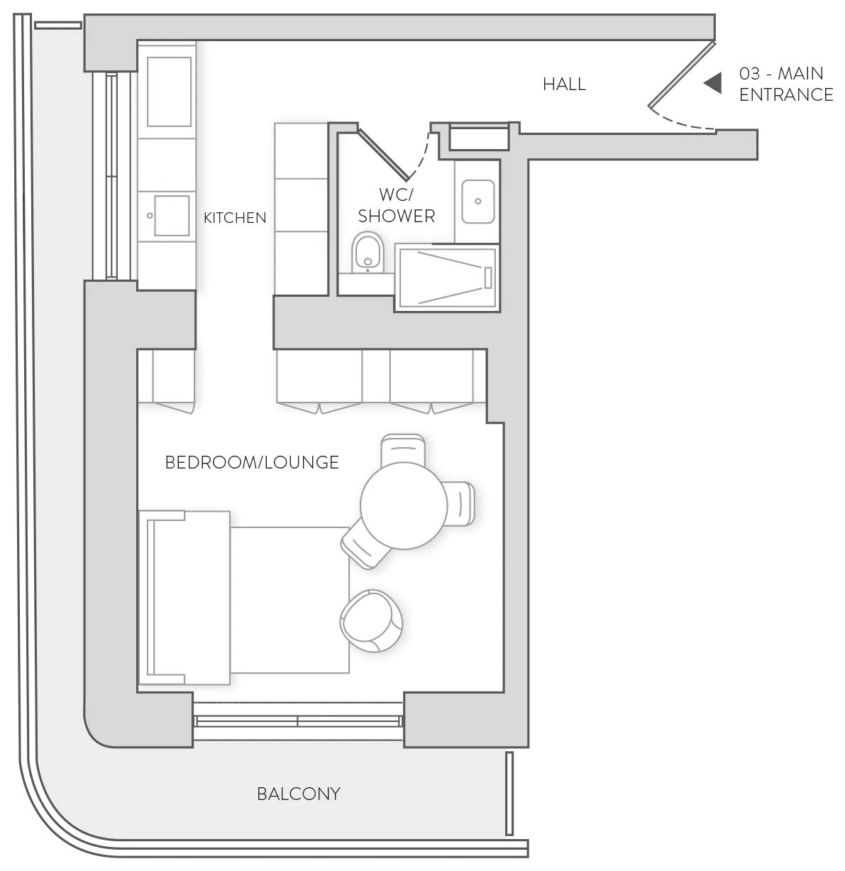 Studio  Example floorplan