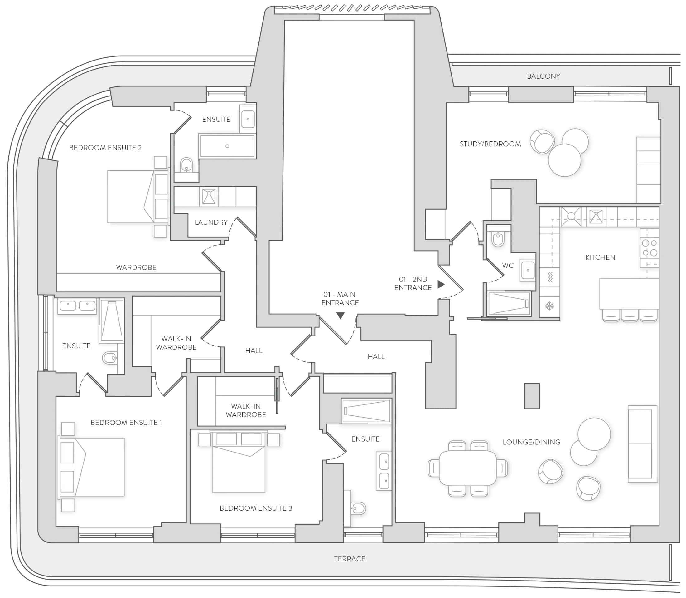 Three Bedroom example floorplan