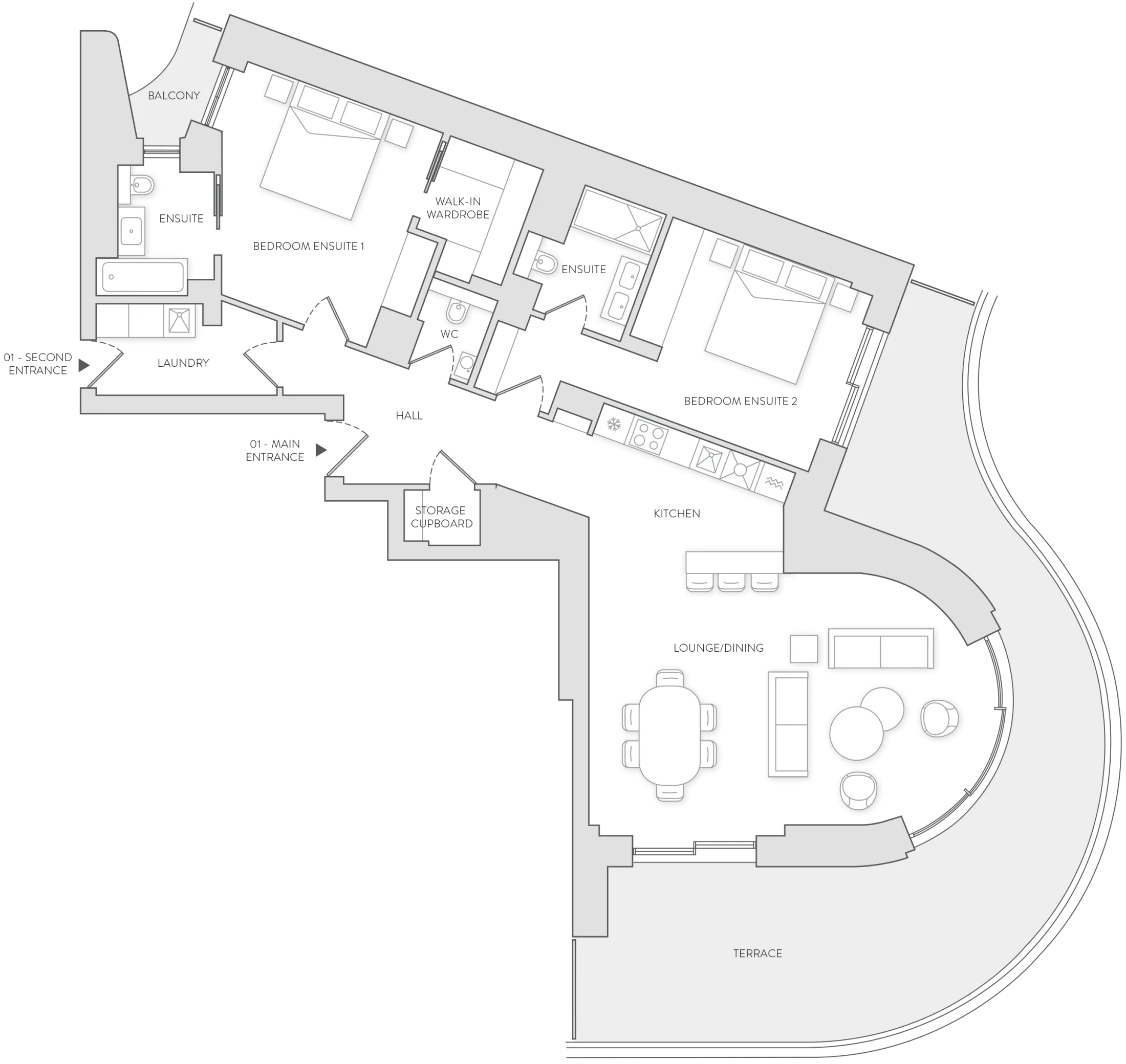 Two Bedroom example floorplan